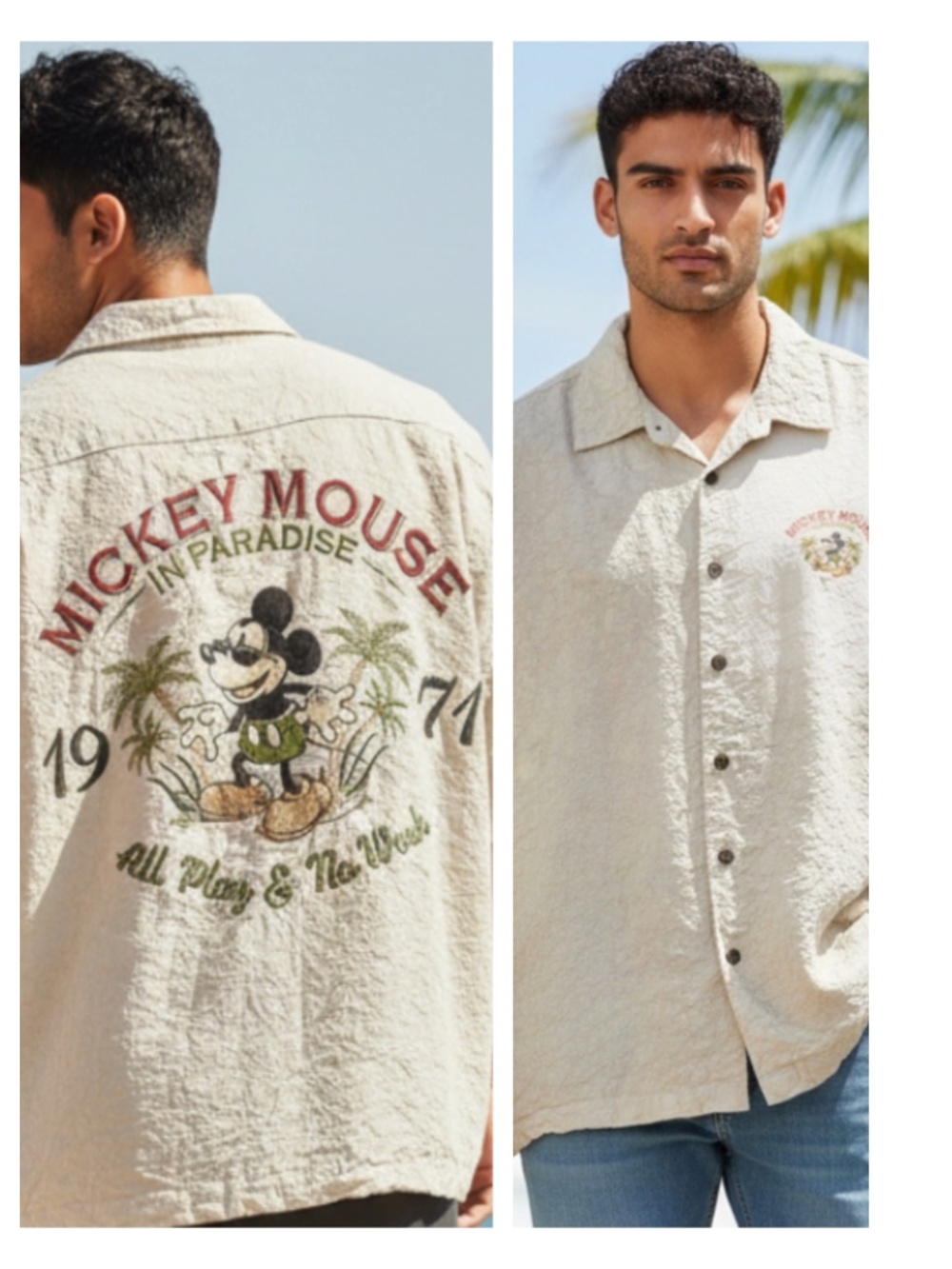 Disney World Mickey Mouse In Paradise Camp Shirt Button Down Mens XL Disneyland